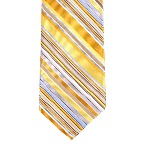 Robert Talbott Best of Class Gold Blue Striped Tie - Picture 3 of 5